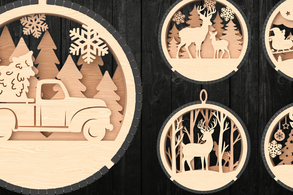 Σετ των 3 Intra απο ξύλο plywood 3mm-4mm πάχος Χριστουγεννιάτικο στολίδι Δέσμη κοπής με λέιζερ Δίασταση 3x3 cm INTRAFABR-107002187