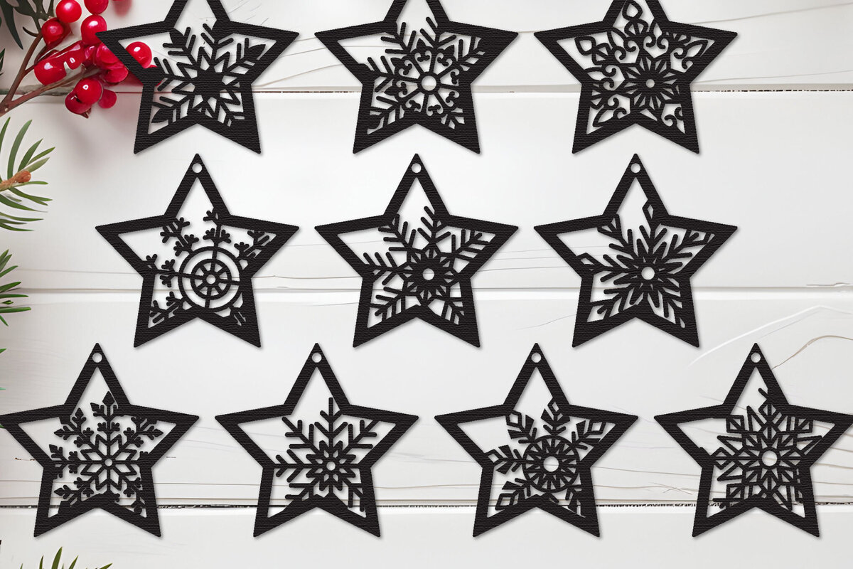 Σετ των 3 Intra απο ξύλο plywood 3mm-4mm πάχος Χριστουγεννιάτικο στολίδι Δέσμη κοπής με λέιζερ Δίασταση 8x8 cm INTRAFABR-109626871