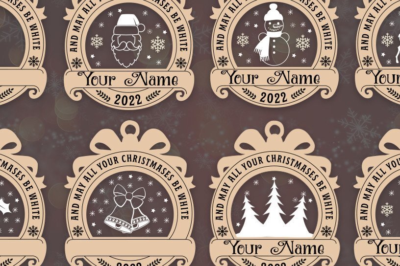 Σετ των 3 Intra απο ξύλο plywood 3mm-4mm πάχος Χριστουγεννιάτικο στολίδι Δέσμη κοπής με λέιζερ Δίασταση 8x8 cm INTRAFABR-34745717