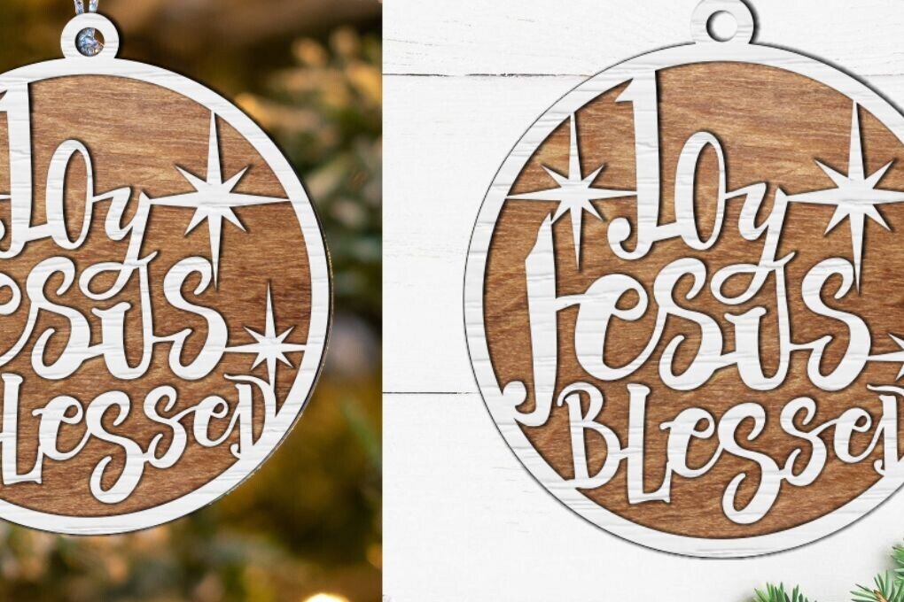 Σετ των 3 Intra απο ξύλο plywood 3mm-4mm πάχος Χριστουγεννιάτικο στολίδι , Christian Δίασταση 8x8 cm INTRAFABR-81358625