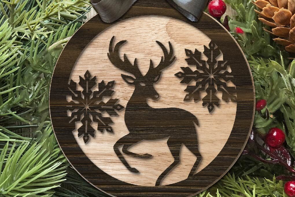 Σετ των 3 Intra απο ξύλο plywood 3mm-4mm πάχος κοπής με λέιζερ Χριστουγεννιάτικο Στολίδι. Δίασταση 5x5 cm INTRAFABR-74380524