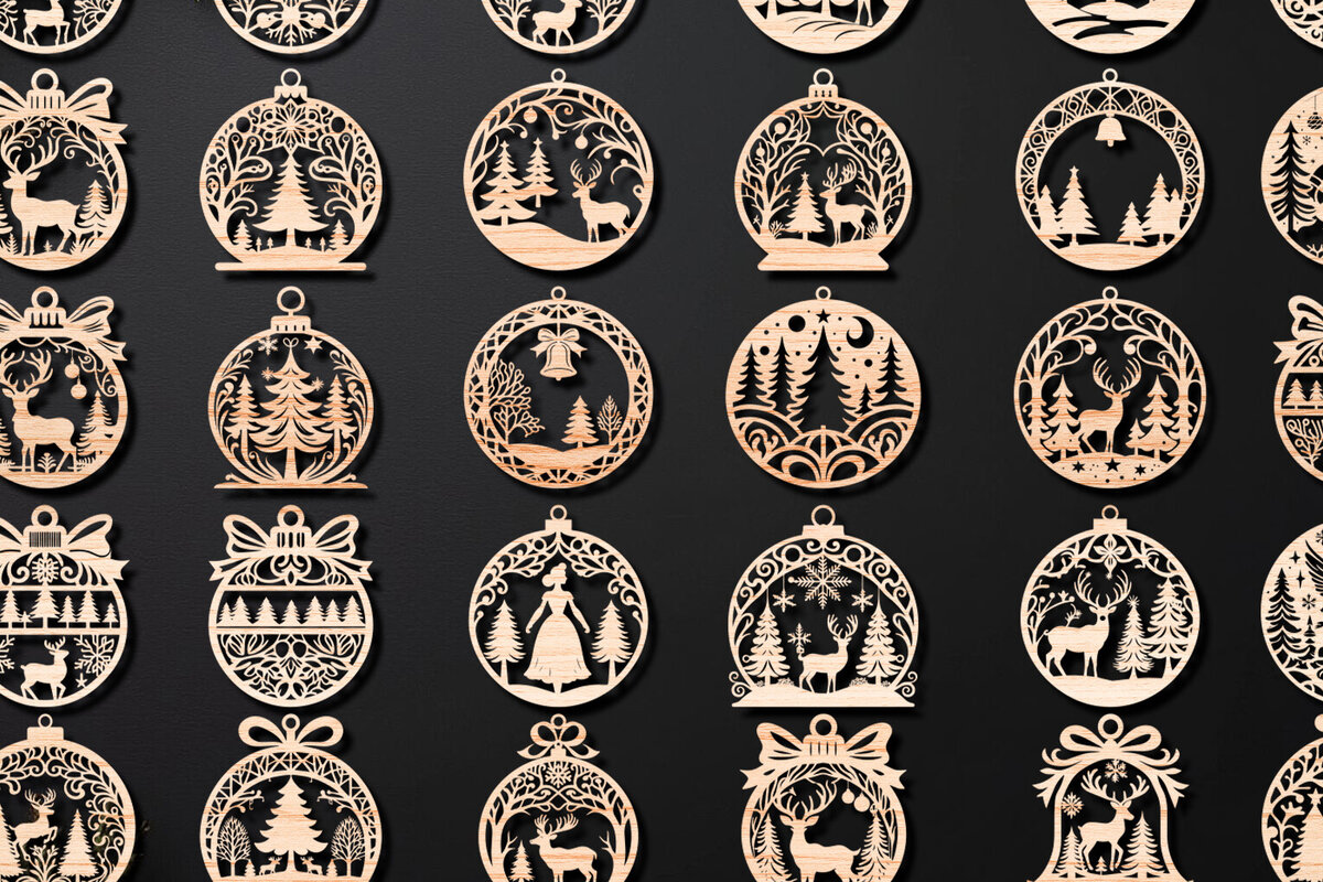 Σετ των 3 Intra απο ξύλο plywood 3mm-4mm πάχος Χριστουγεννιάτικο Στολίδι Mega Δίασταση 8x8 cm INTRAFABR-110277684