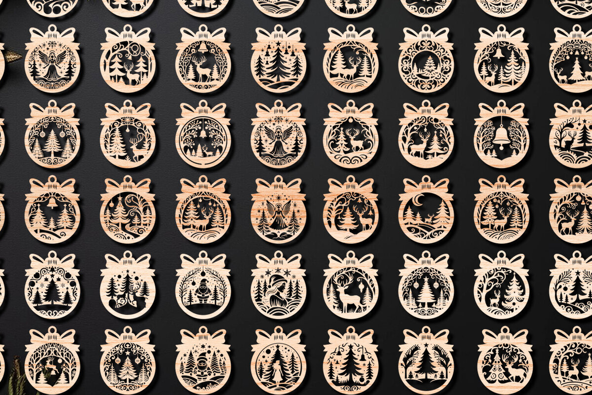 Σετ των 3 Intra απο ξύλο plywood 3mm-4mm πάχος Χριστουγεννιάτικο Στολίδι Mega Δίασταση 8x8 cm INTRAFABR-110277687