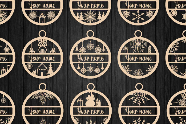 Σετ των 3 Intra απο ξύλο plywood 3mm-4mm πάχος Χριστουγεννιάτικο στολίδι Personalize Δίασταση 8x8 cm INTRAFABR-51981965