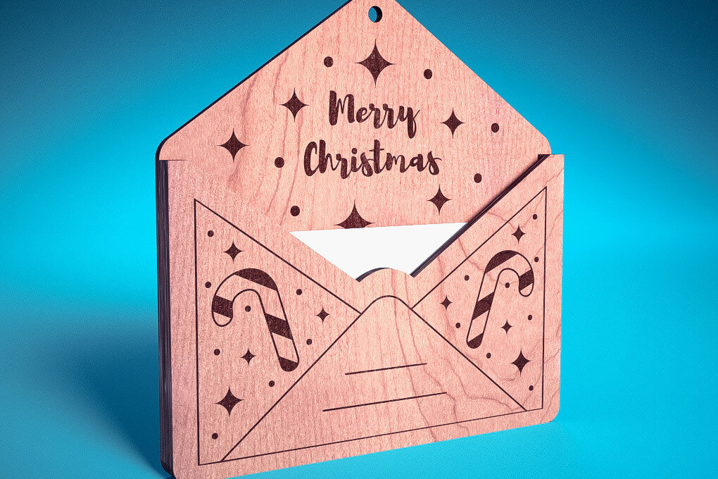 Σετ των 3 Intra απο ξύλο plywood 3mm-4mm πάχος Χριστουγεννιάτικο στολίδι Δίασταση 8x8 cm INTRAFABR-75889956