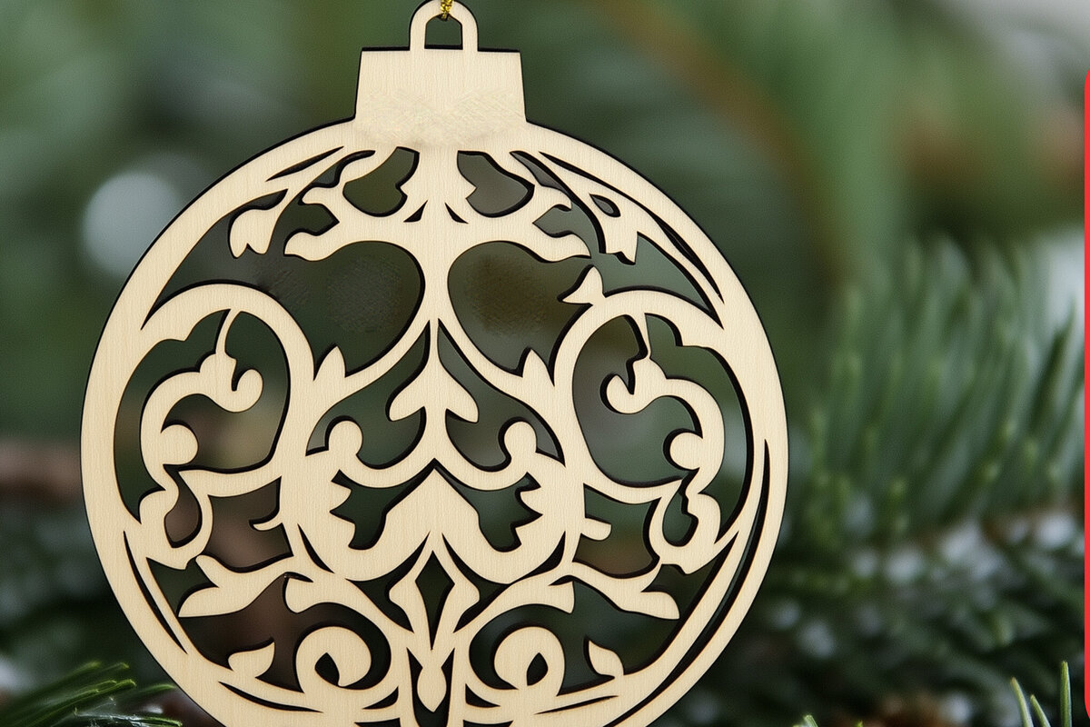 Σετ των 3 Intra απο ξύλο plywood 3mm-4mm πάχος Χριστουγεννιάτικο στολίδι Δίασταση 8x8 cm INTRAFABR-105343501