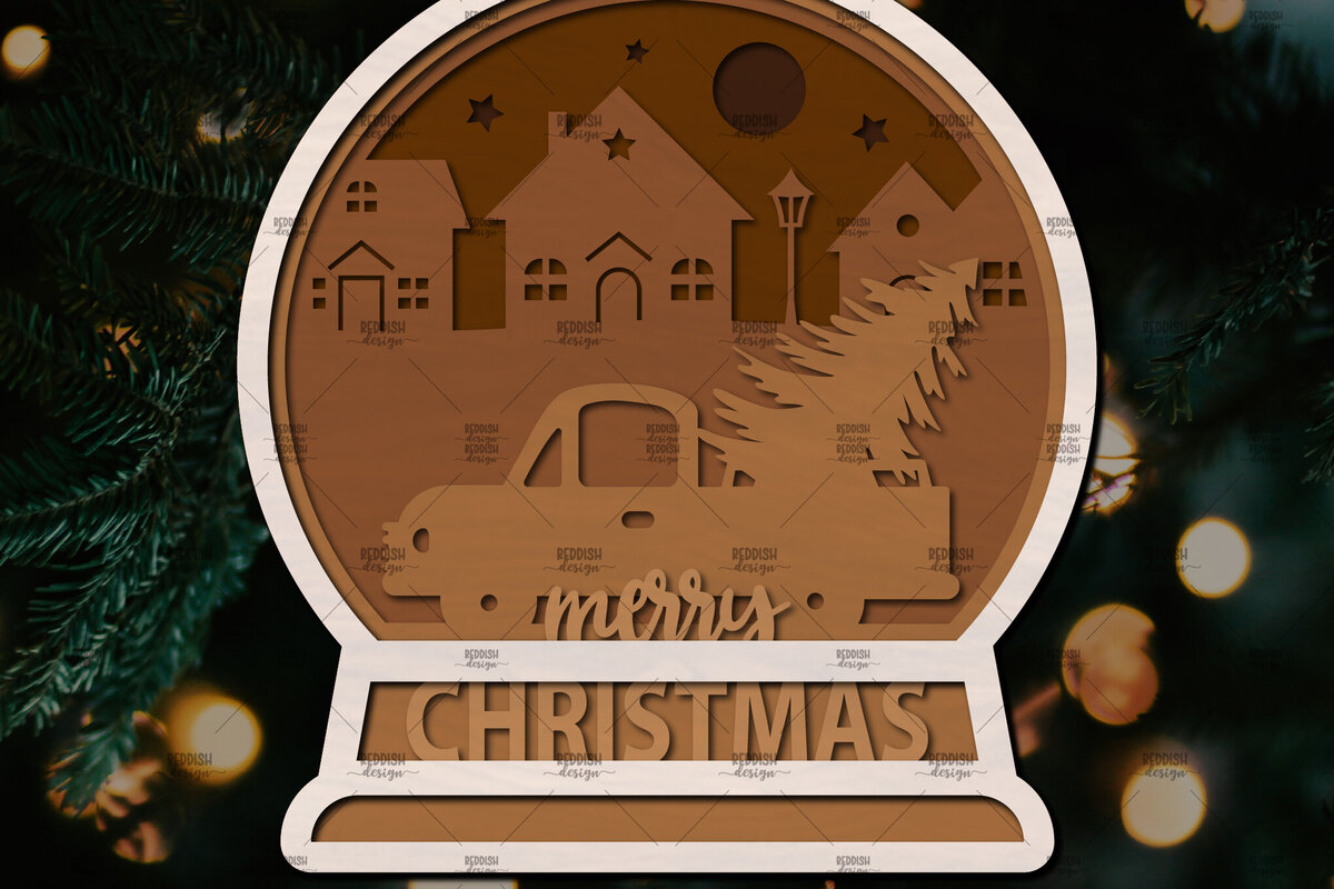 Σετ των 3 Intra απο ξύλο plywood 3mm-4mm πάχος Χριστουγεννιάτικο στολίδι Δίασταση 8x8 cm INTRAFABR-107823931