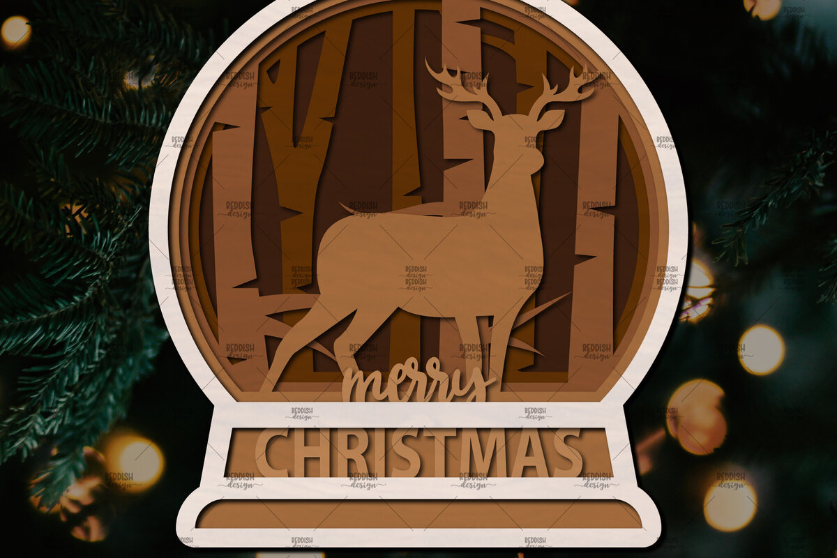 Σετ των 3 Intra απο ξύλο plywood 3mm-4mm πάχος Χριστουγεννιάτικο στολίδι Δίασταση 8x8 cm INTRAFABR-107824176