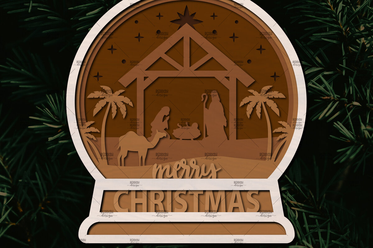 Σετ των 3 Intra απο ξύλο plywood 3mm-4mm πάχος Χριστουγεννιάτικο στολίδι Δίασταση 8x8 cm INTRAFABR-107824227