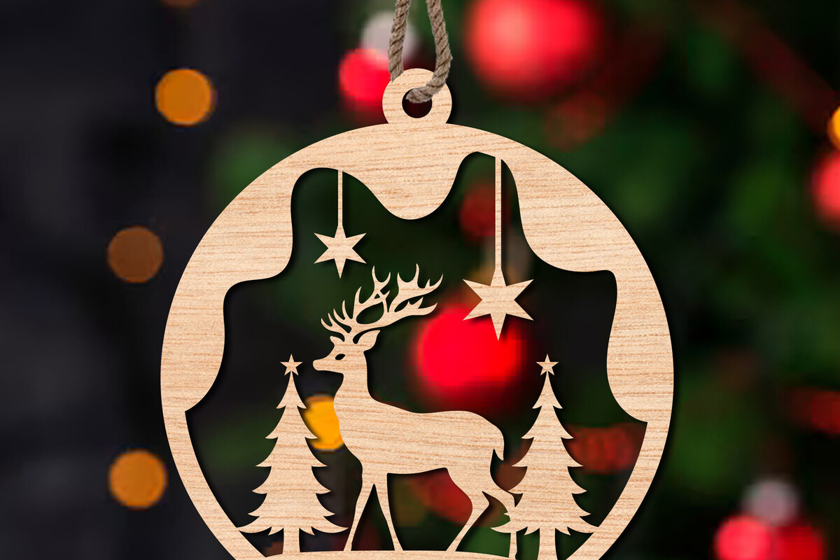 Σετ των 3 Intra απο ξύλο plywood 3mm-4mm πάχος Χριστουγεννιάτικο Στολίδι Δίασταση 8x8 cm INTRAFABR-108652887