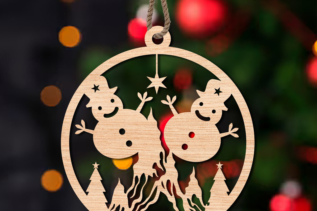 Σετ των 3 Intra απο ξύλο plywood 3mm-4mm πάχος Χριστουγεννιάτικο Στολίδι Δίασταση 8x8 cm INTRAFABR-108652893