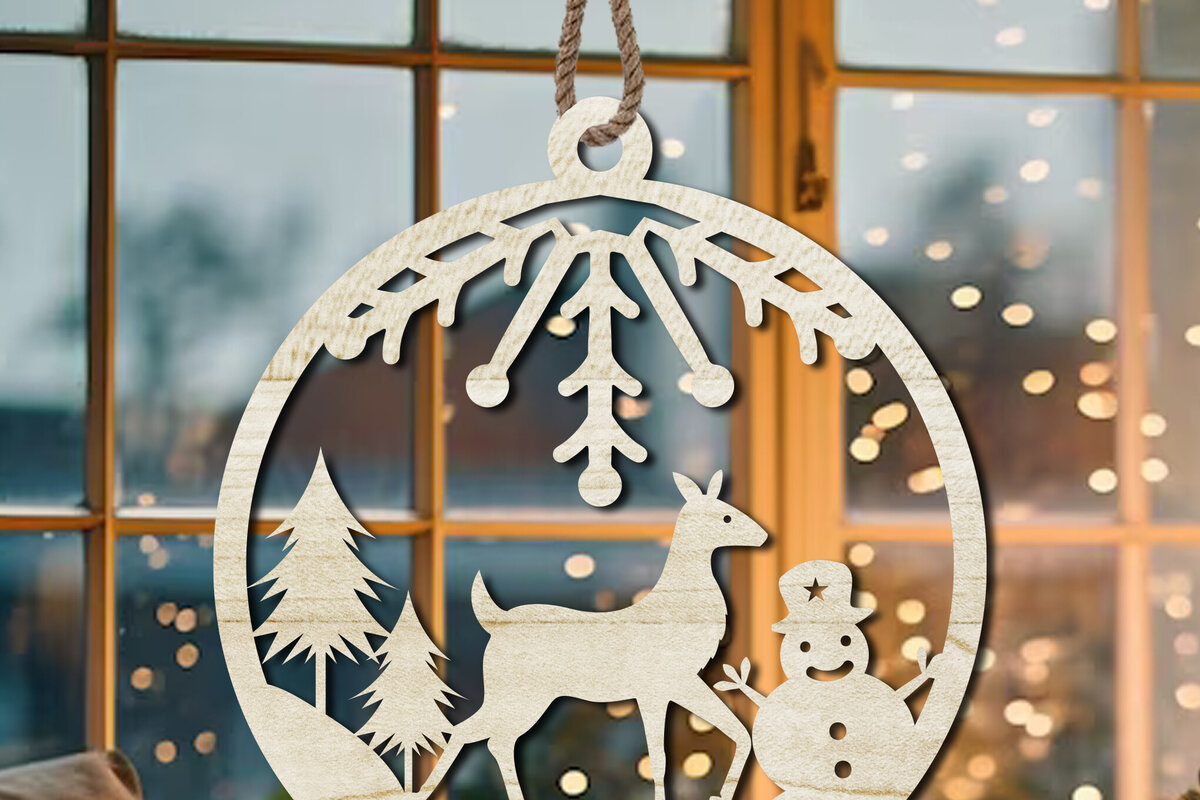 Σετ των 3 Intra απο ξύλο plywood 3mm-4mm πάχος Χριστουγεννιάτικο Στολίδι Δίασταση 8x8 cm INTRAFABR-108652902