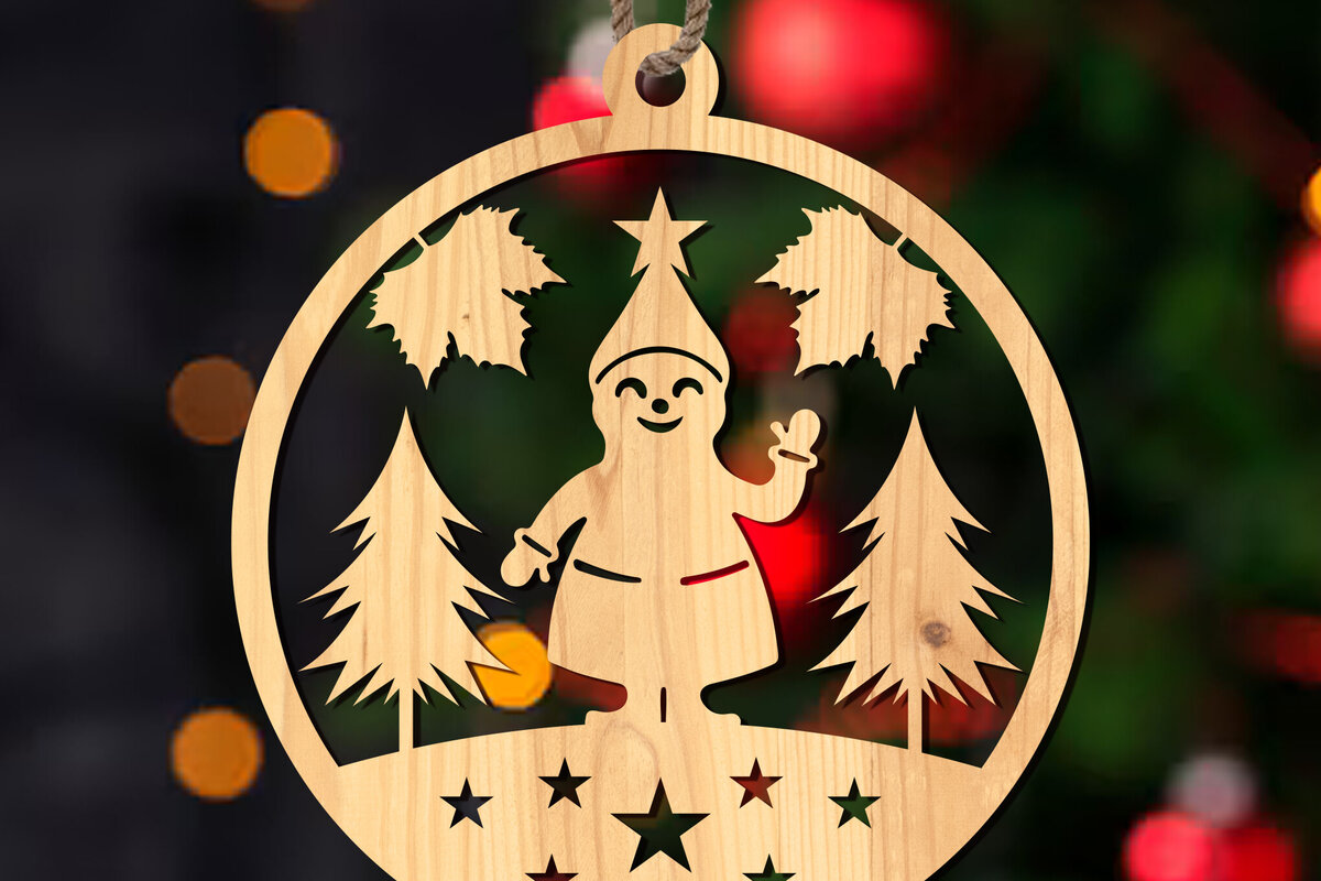 Σετ των 3 Intra απο ξύλο plywood 3mm-4mm πάχος Χριστουγεννιάτικο Στολίδι Δίασταση 8x8 cm INTRAFABR-108823620