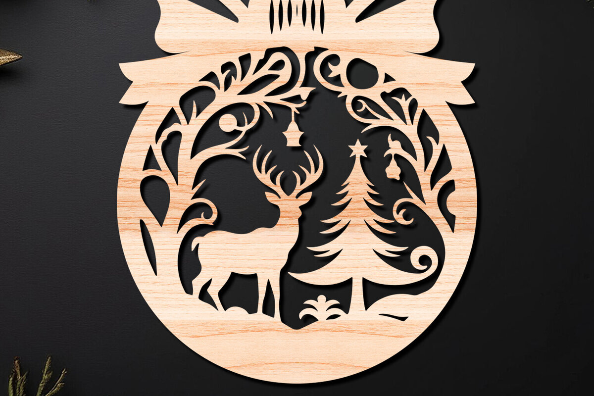 Σετ των 3 Intra απο ξύλο plywood 3mm-4mm πάχος Χριστουγεννιάτικο Στολίδι Δίασταση 8x8 cm INTRAFABR-110212319