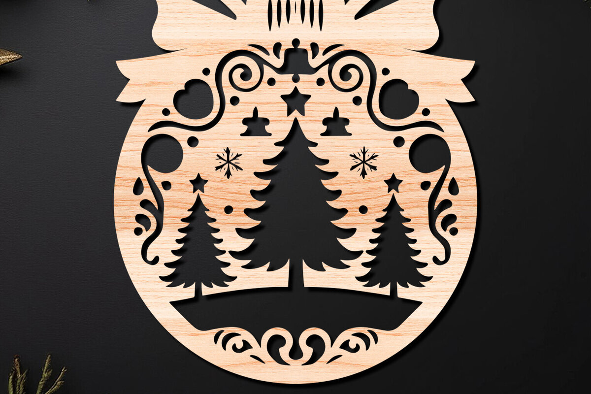 Σετ των 3 Intra απο ξύλο plywood 3mm-4mm πάχος Χριστουγεννιάτικο Στολίδι Δίασταση 8x8 cm INTRAFABR-110212326