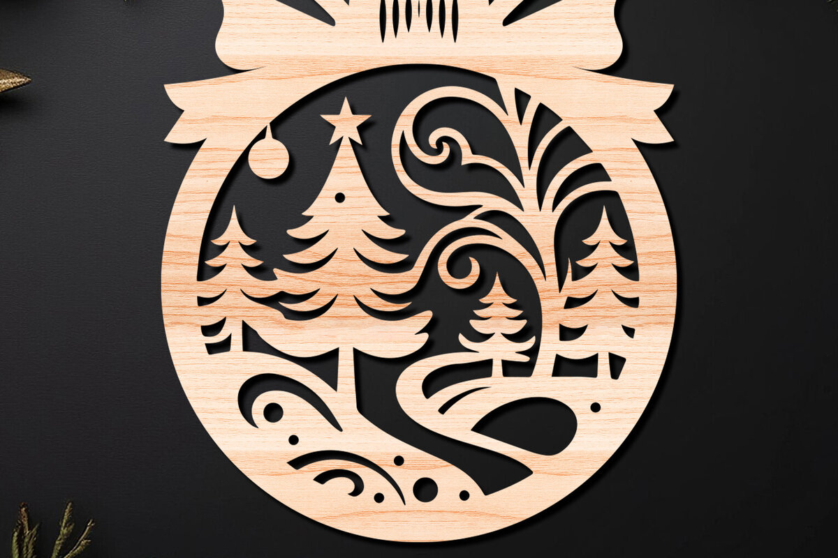 Σετ των 3 Intra απο ξύλο plywood 3mm-4mm πάχος Χριστουγεννιάτικο Στολίδι Δίασταση 8x8 cm INTRAFABR-110212331