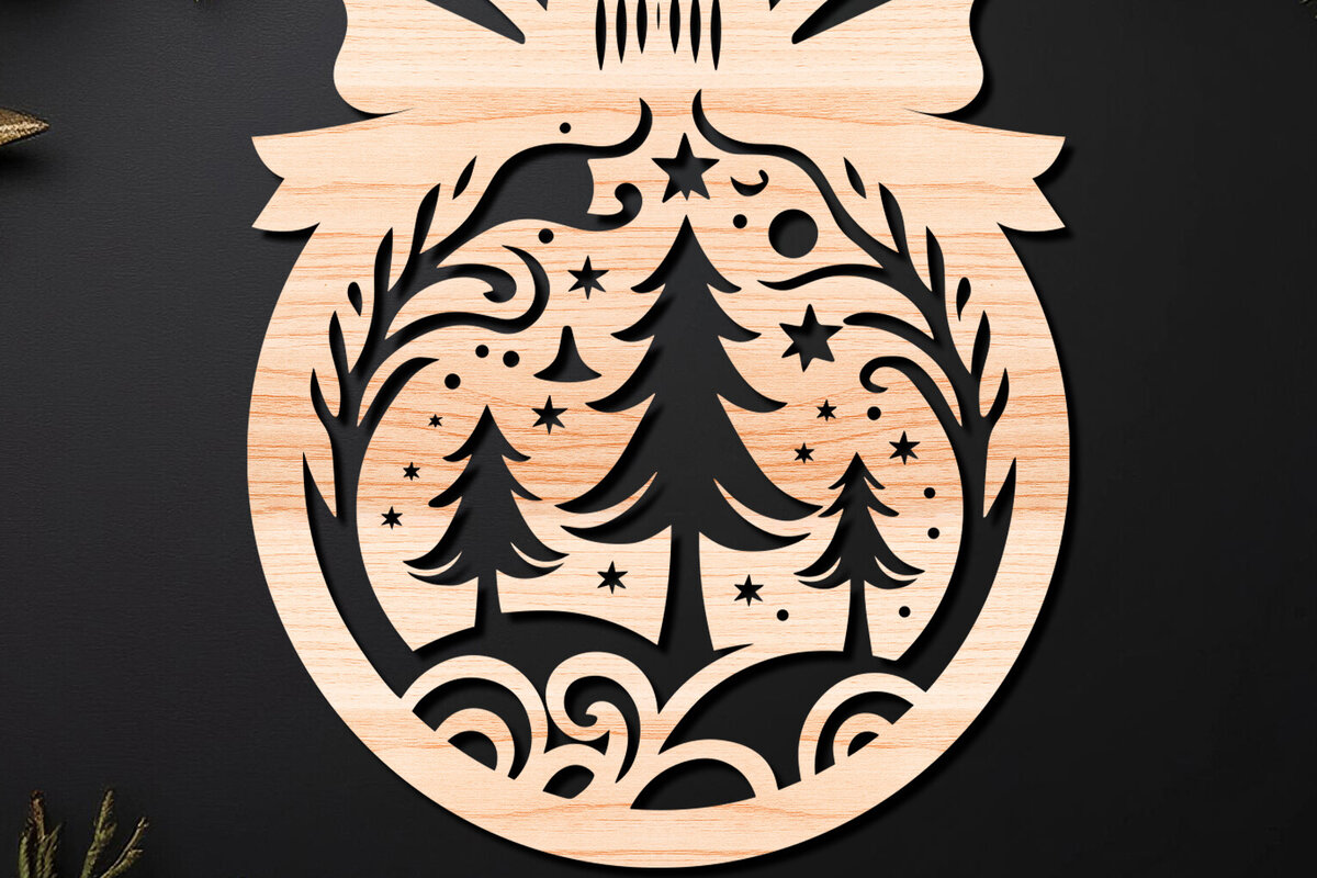 Σετ των 3 Intra απο ξύλο plywood 3mm-4mm πάχος Χριστουγεννιάτικο Στολίδι Δίασταση 8x8 cm INTRAFABR-110212355