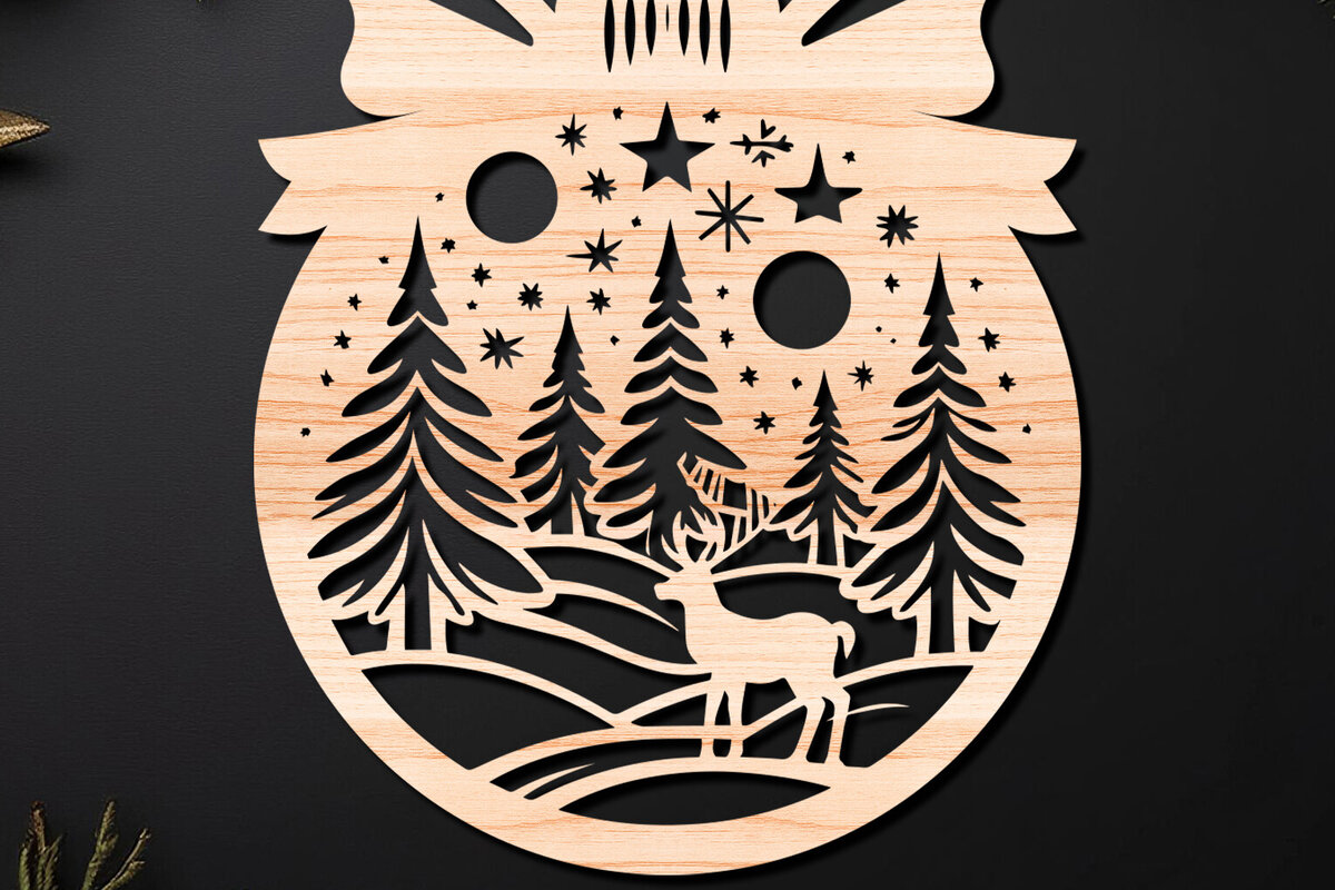 Σετ των 3 Intra απο ξύλο plywood 3mm-4mm πάχος Χριστουγεννιάτικο Στολίδι Δίασταση 8x8 cm INTRAFABR-110212371