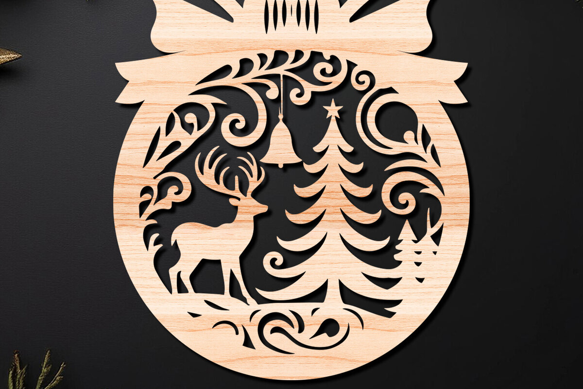 Σετ των 3 Intra απο ξύλο plywood 3mm-4mm πάχος Χριστουγεννιάτικο Στολίδι Δίασταση 8x8 cm INTRAFABR-110212381