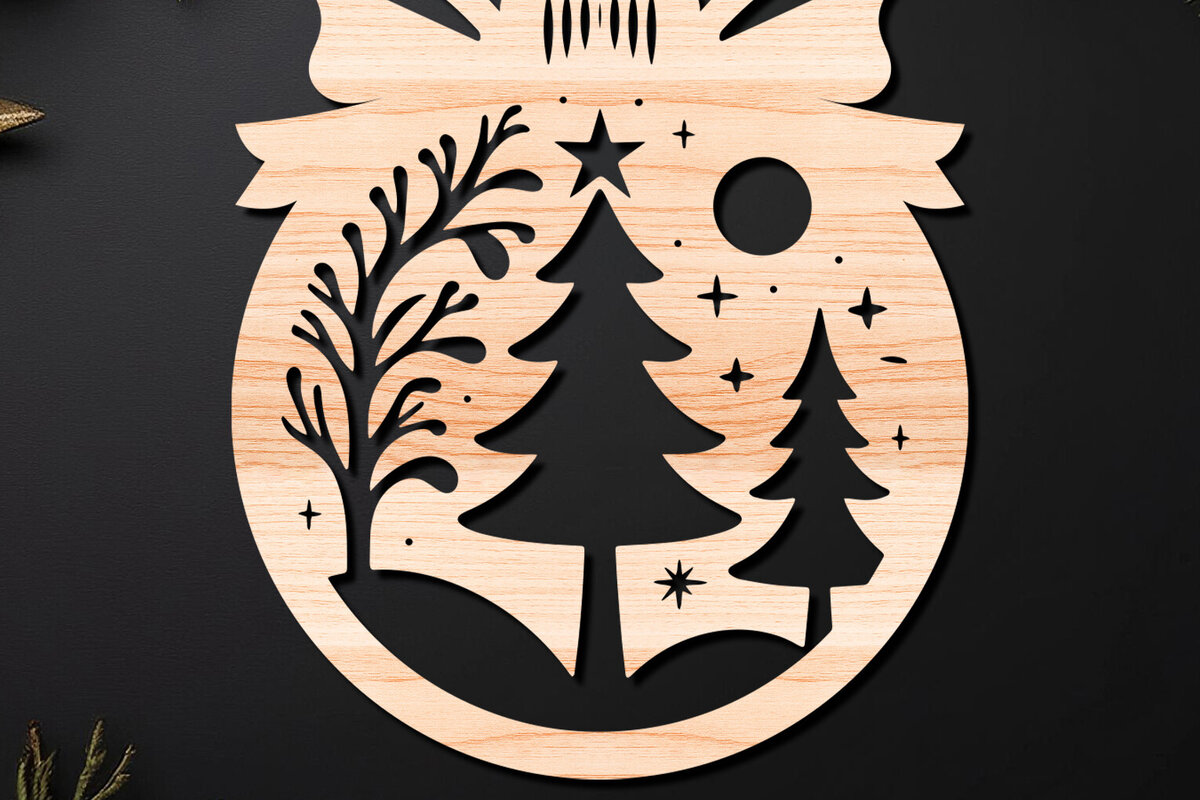 Σετ των 3 Intra απο ξύλο plywood 3mm-4mm πάχος Χριστουγεννιάτικο Στολίδι Δίασταση 8x8 cm INTRAFABR-110212392