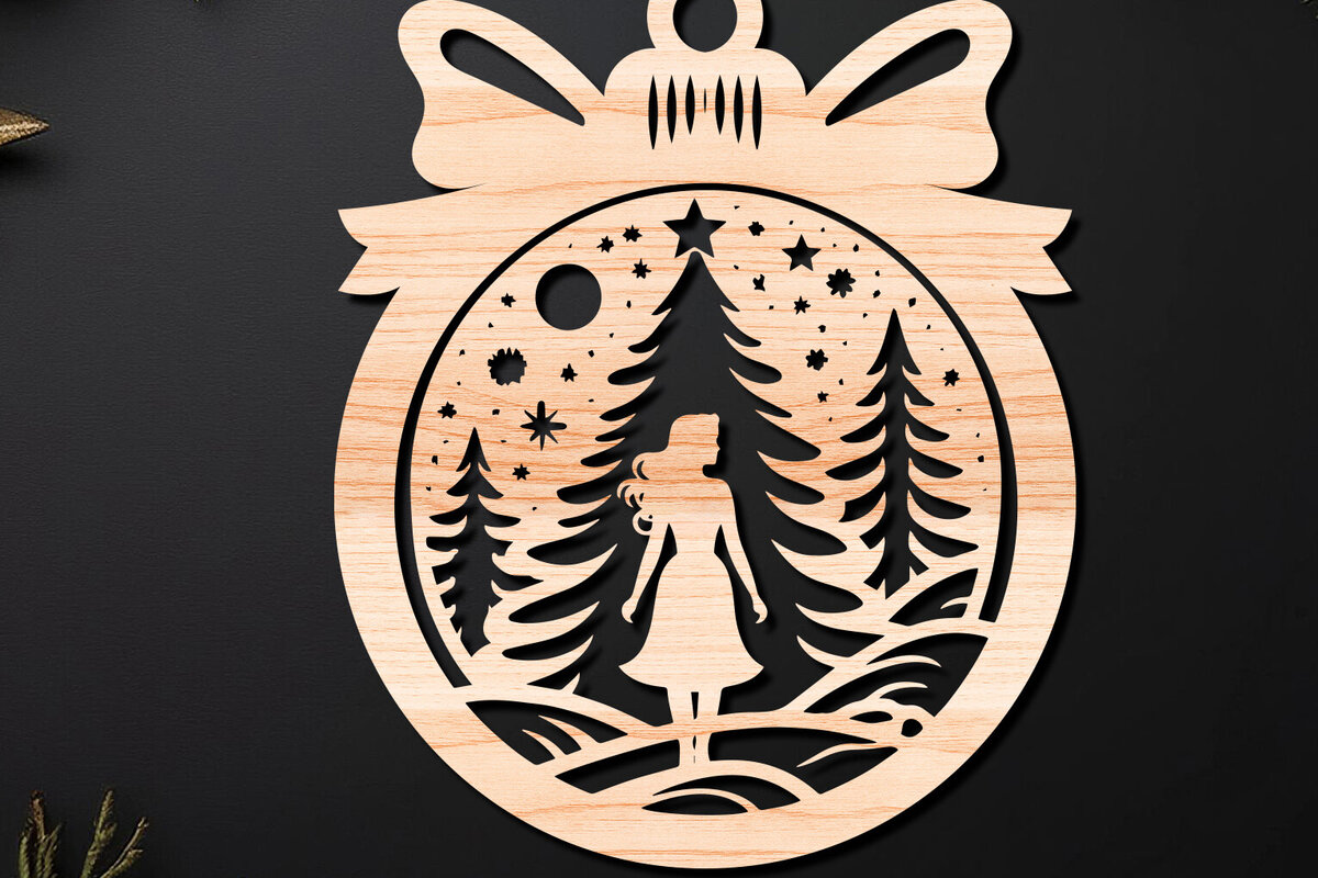 Σετ των 3 Intra απο ξύλο plywood 3mm-4mm πάχος Χριστουγεννιάτικο Στολίδι Δίασταση 8x8 cm INTRAFABR-110254986