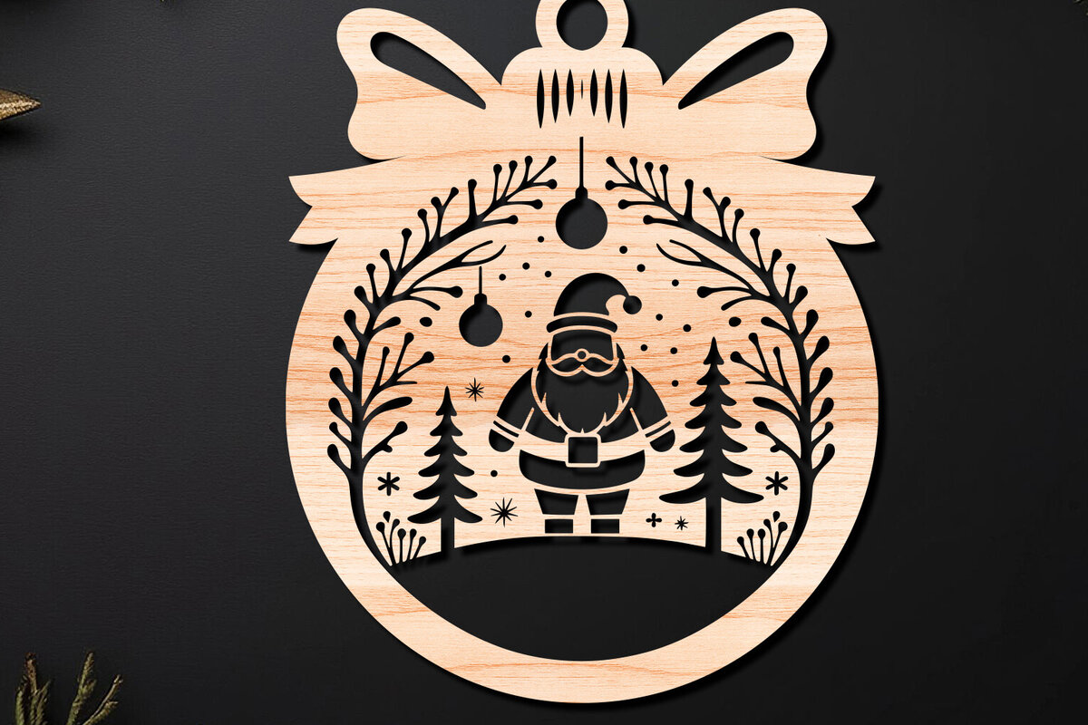 Σετ των 3 Intra απο ξύλο plywood 3mm-4mm πάχος Χριστουγεννιάτικο Στολίδι Δίασταση 8x8 cm INTRAFABR-110255018