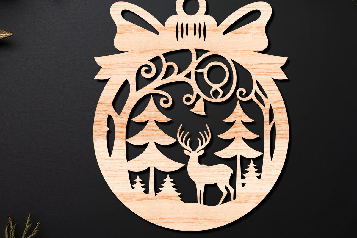 Σετ των 3 Intra απο ξύλο plywood 3mm-4mm πάχος Χριστουγεννιάτικο Στολίδι Δίασταση 8x8 cm INTRAFABR-110255138