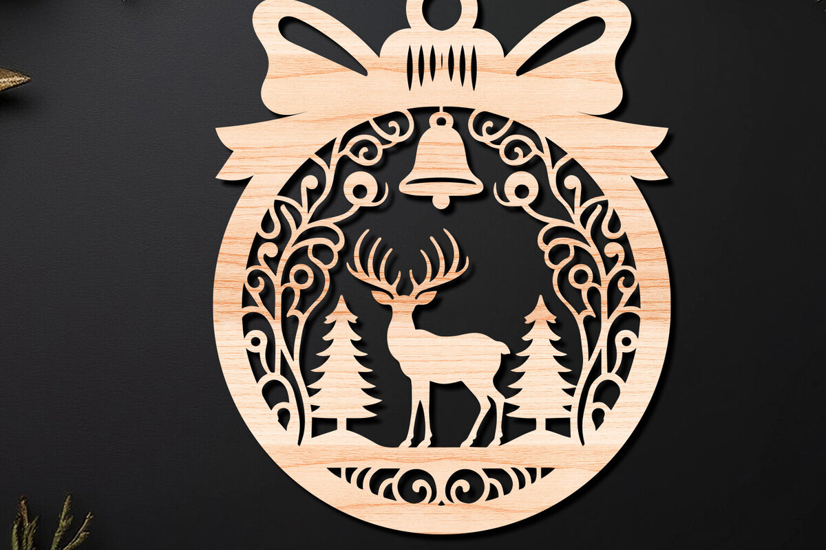 Σετ των 3 Intra απο ξύλο plywood 3mm-4mm πάχος Χριστουγεννιάτικο Στολίδι Δίασταση 8x8 cm INTRAFABR-110255144