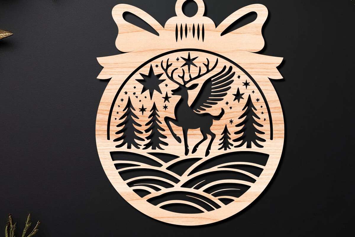 Σετ των 3 Intra απο ξύλο plywood 3mm-4mm πάχος Χριστουγεννιάτικο Στολίδι Δίασταση 8x8 cm INTRAFABR-110255163