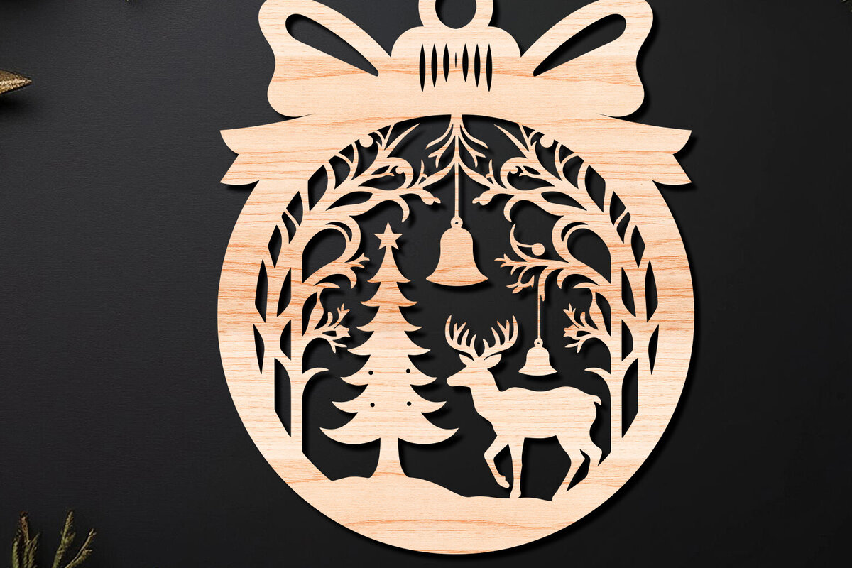 Σετ των 3 Intra απο ξύλο plywood 3mm-4mm πάχος Χριστουγεννιάτικο Στολίδι Δίασταση 8x8 cm INTRAFABR-110255190