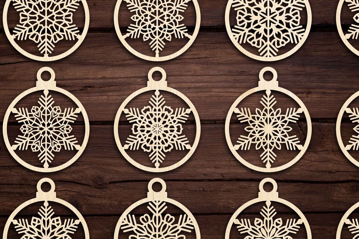 Σετ των 3 Intra απο ξύλο plywood 3mm-4mm πάχος Χριστουγεννιάτικο στολίδι Δίασταση 8x8 cm INTRAFABR-79666406