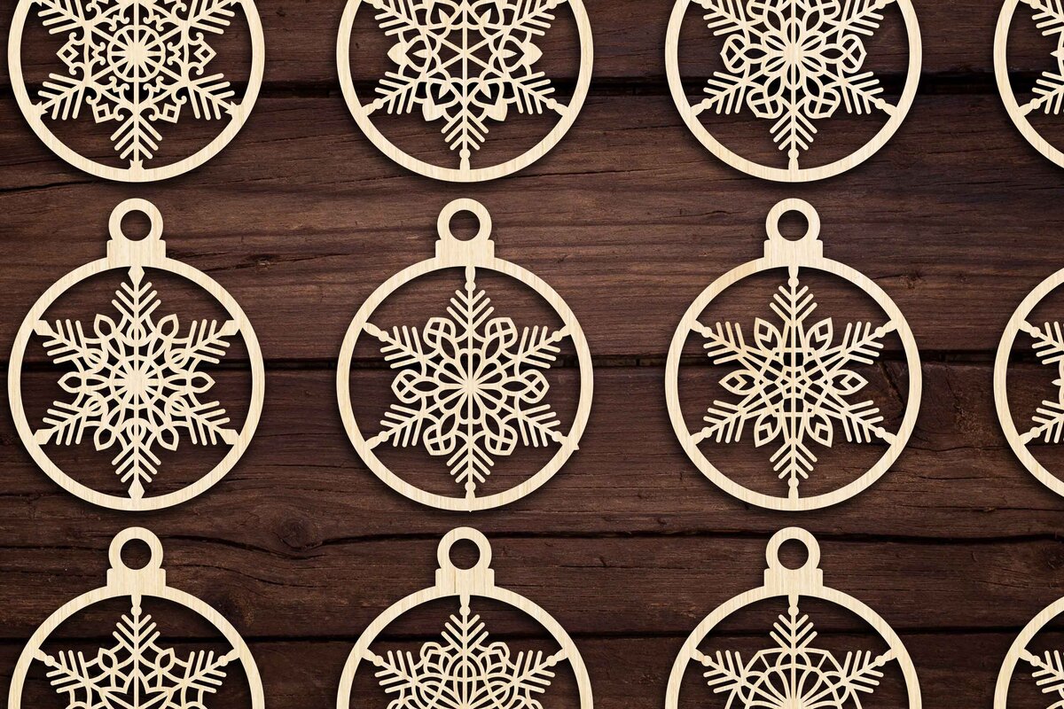 Σετ των 3 Intra απο ξύλο plywood 3mm-4mm πάχος Χριστουγεννιάτικο στολίδι Δίασταση 8x8 cm INTRAFABR-79666416