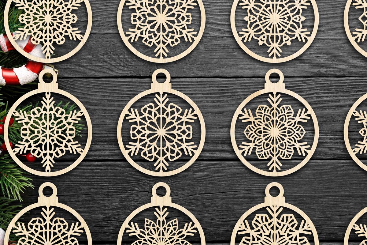 Σετ των 3 Intra απο ξύλο plywood 3mm-4mm πάχος Χριστουγεννιάτικο στολίδι Δίασταση 8x8 cm INTRAFABR-79666421