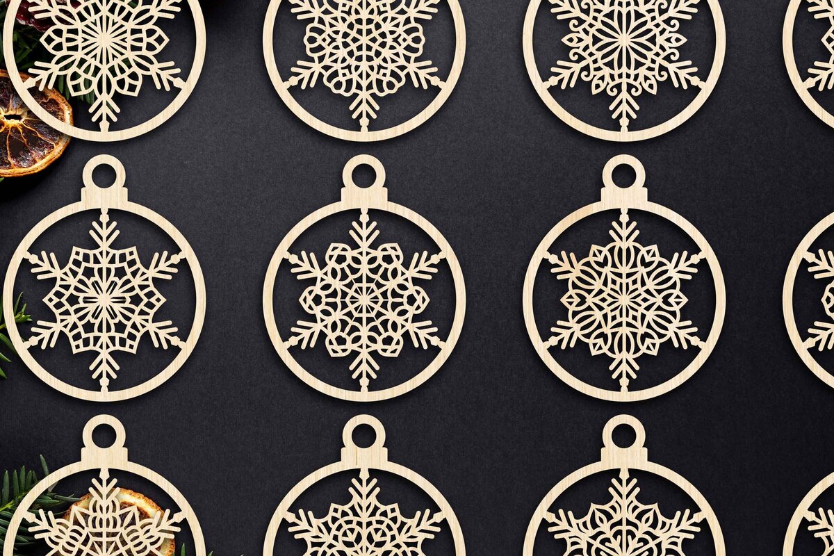 Σετ των 3 Intra απο ξύλο plywood 3mm-4mm πάχος Χριστουγεννιάτικο στολίδι Δίασταση 8x8 cm INTRAFABR-79666777