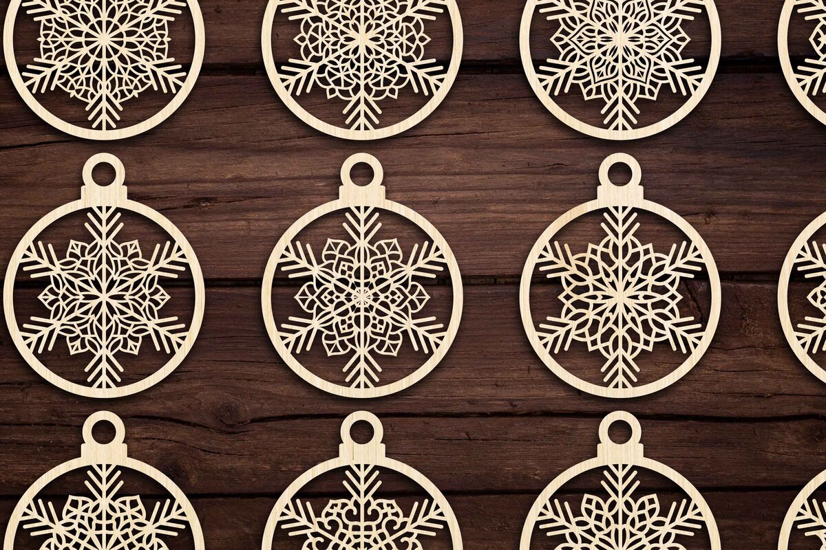Σετ των 3 Intra απο ξύλο plywood 3mm-4mm πάχος Χριστουγεννιάτικο στολίδι Δίασταση 8x8 cm INTRAFABR-79666796