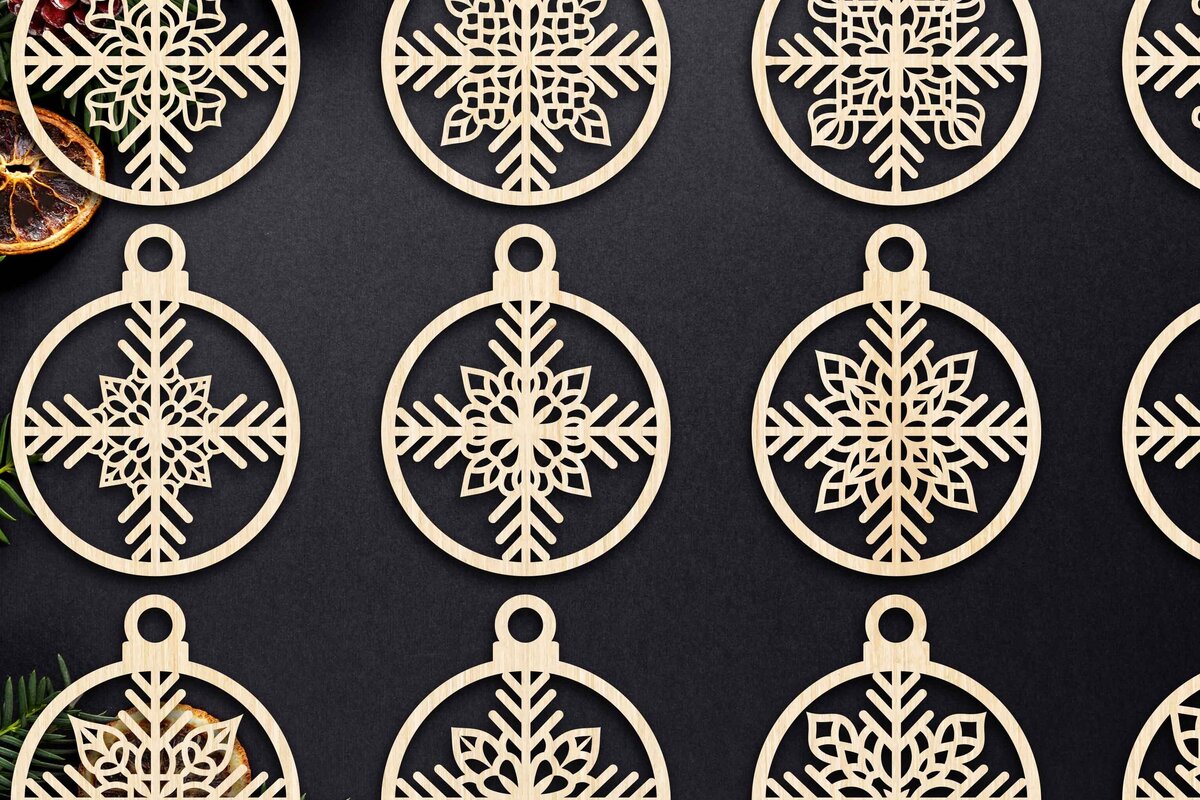 Σετ των 3 Intra απο ξύλο plywood 3mm-4mm πάχος Χριστουγεννιάτικο στολίδι Δίασταση 8x8 cm INTRAFABR-79666813