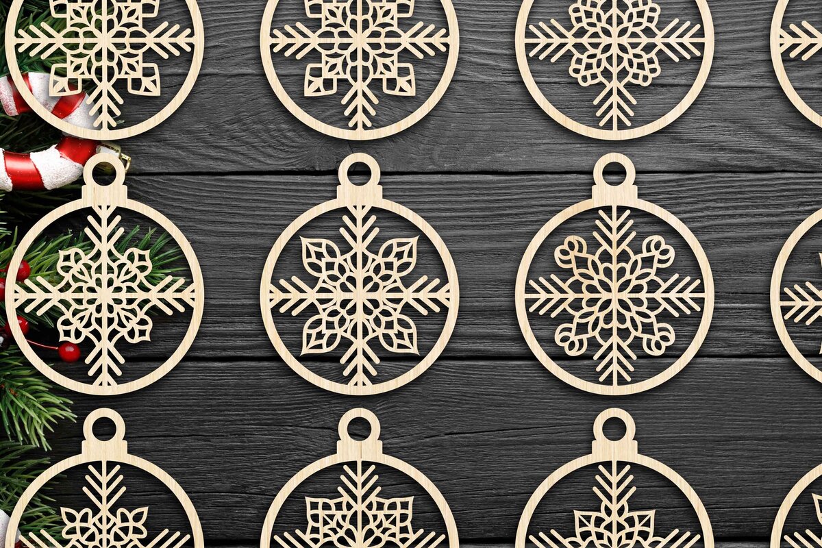 Σετ των 3 Intra απο ξύλο plywood 3mm-4mm πάχος Χριστουγεννιάτικο στολίδι Δίασταση 8x8 cm INTRAFABR-79666818