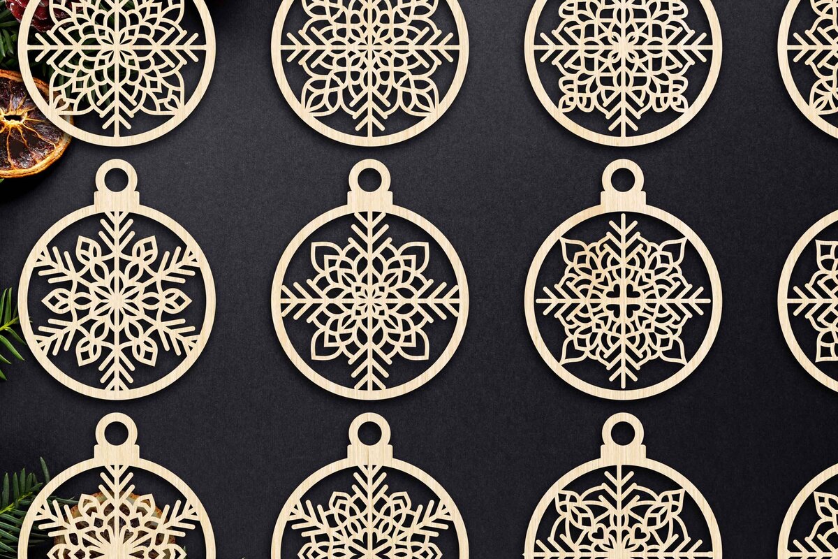 Σετ των 3 Intra απο ξύλο plywood 3mm-4mm πάχος Χριστουγεννιάτικο στολίδι Δίασταση 8x8 cm INTRAFABR-79667551