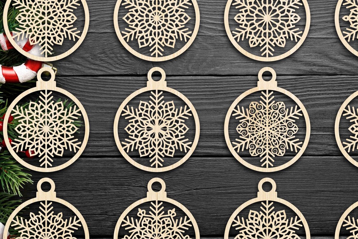 Σετ των 3 Intra απο ξύλο plywood 3mm-4mm πάχος Χριστουγεννιάτικο στολίδι Δίασταση 8x8 cm INTRAFABR-79667600