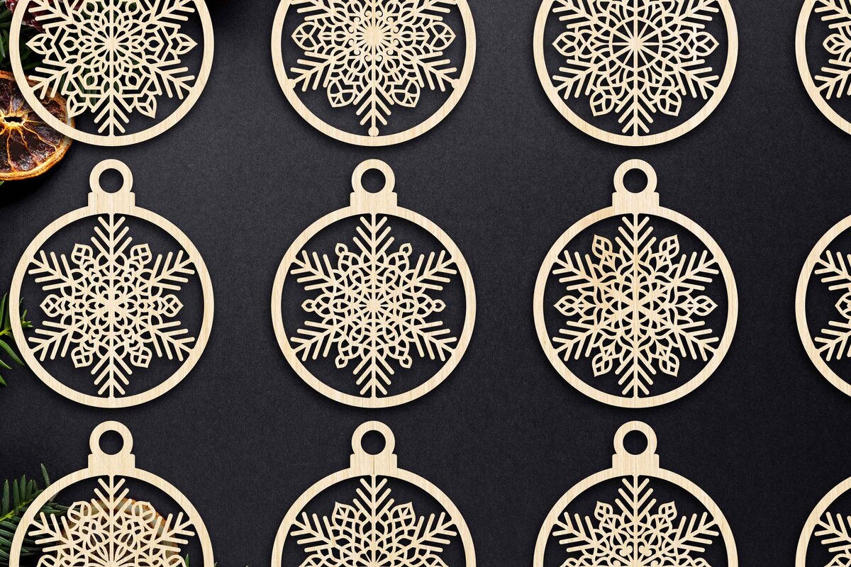 Σετ των 3 Intra απο ξύλο plywood 3mm-4mm πάχος Χριστουγεννιάτικο στολίδι Δίασταση 8x8 cm INTRAFABR-79667617