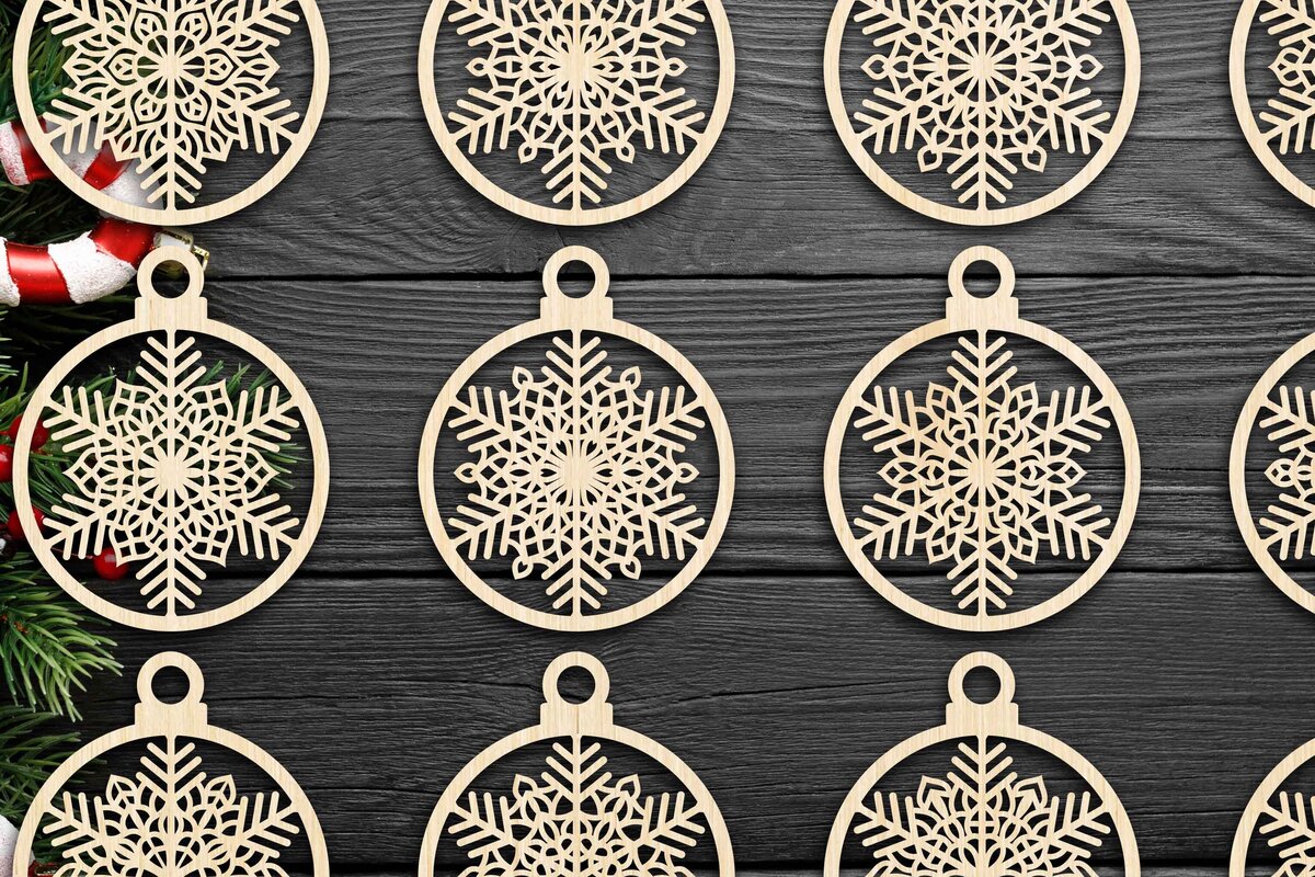 Σετ των 3 Intra απο ξύλο plywood 3mm-4mm πάχος Χριστουγεννιάτικο στολίδι Δίασταση 8x8 cm INTRAFABR-79667622