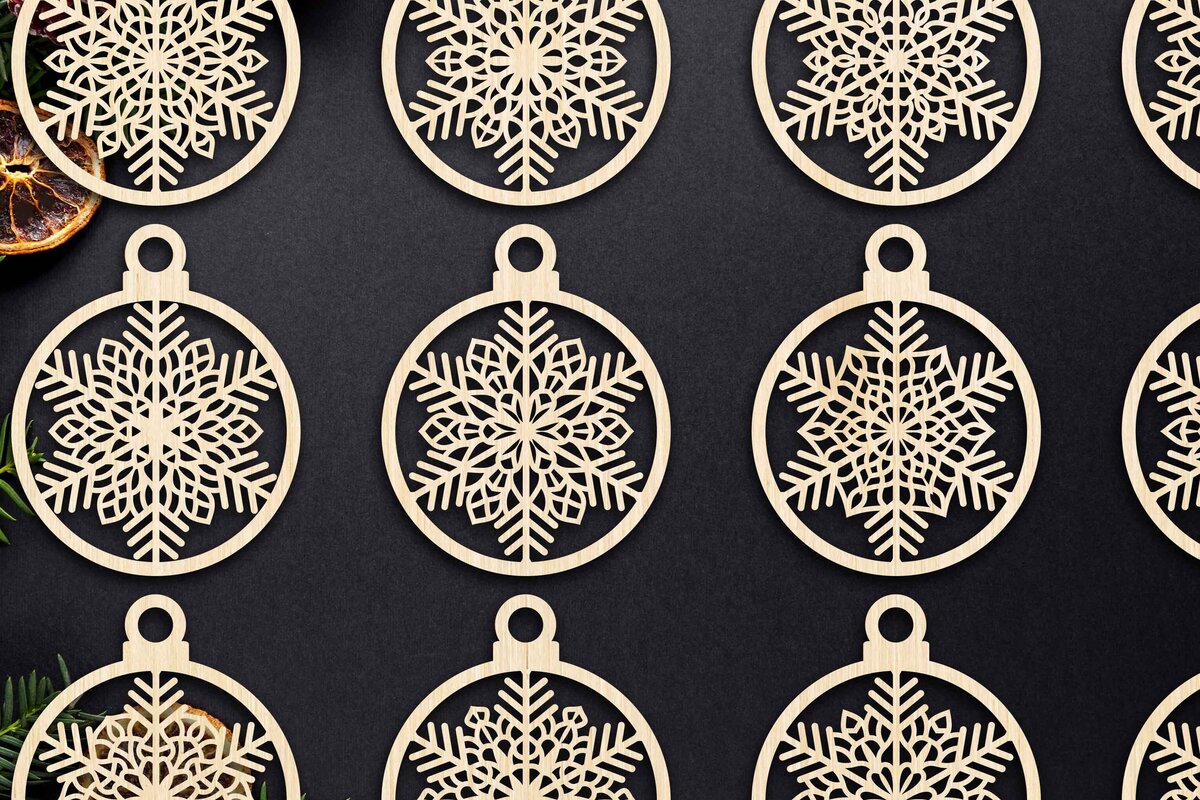 Σετ των 3 Intra απο ξύλο plywood 3mm-4mm πάχος Χριστουγεννιάτικο στολίδι Δίασταση 8x8 cm INTRAFABR-79667628