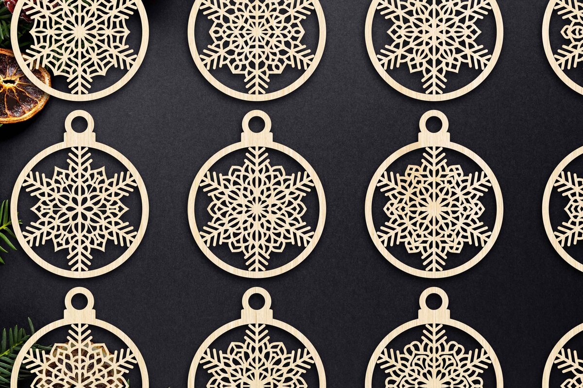 Σετ των 3 Intra απο ξύλο plywood 3mm-4mm πάχος Χριστουγεννιάτικο στολίδι Δίασταση 8x8 cm INTRAFABR-79667631