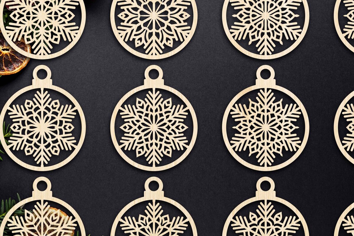 Σετ των 3 Intra απο ξύλο plywood 3mm-4mm πάχος Χριστουγεννιάτικο στολίδι Δίασταση 8x8 cm INTRAFABR-79279963
