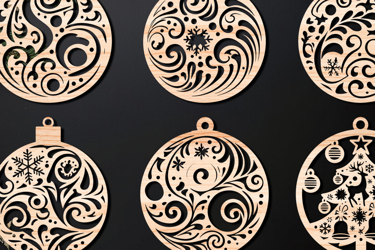 Σετ των 3 Intra απο ξύλο plywood 3mm-4mm πάχος Χριστουγεννιάτικο στολίδι Δίασταση 8x8 cm INTRAFABR-107636995