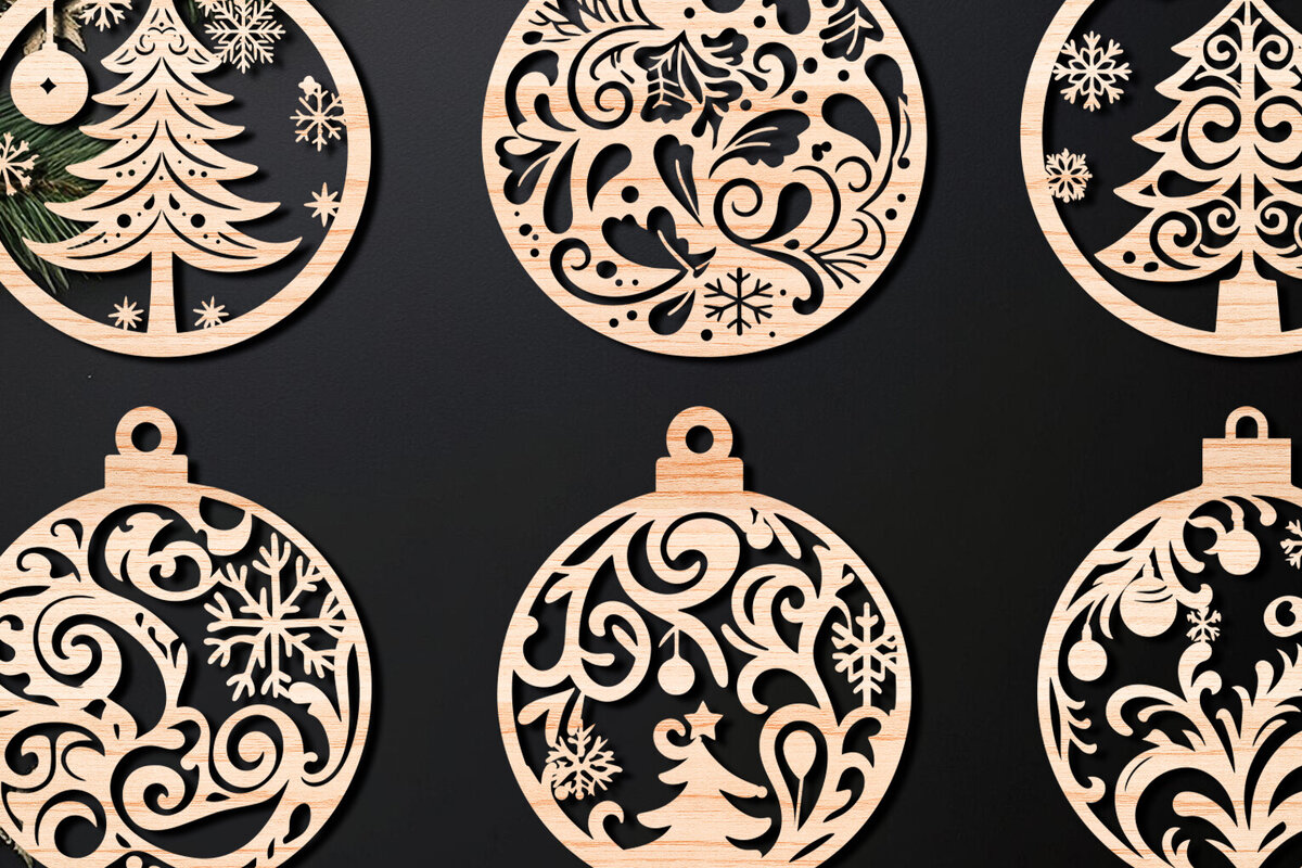 Σετ των 3 Intra απο ξύλο plywood 3mm-4mm πάχος Χριστουγεννιάτικο στολίδι Δίασταση 8x8 cm INTRAFABR-107637051