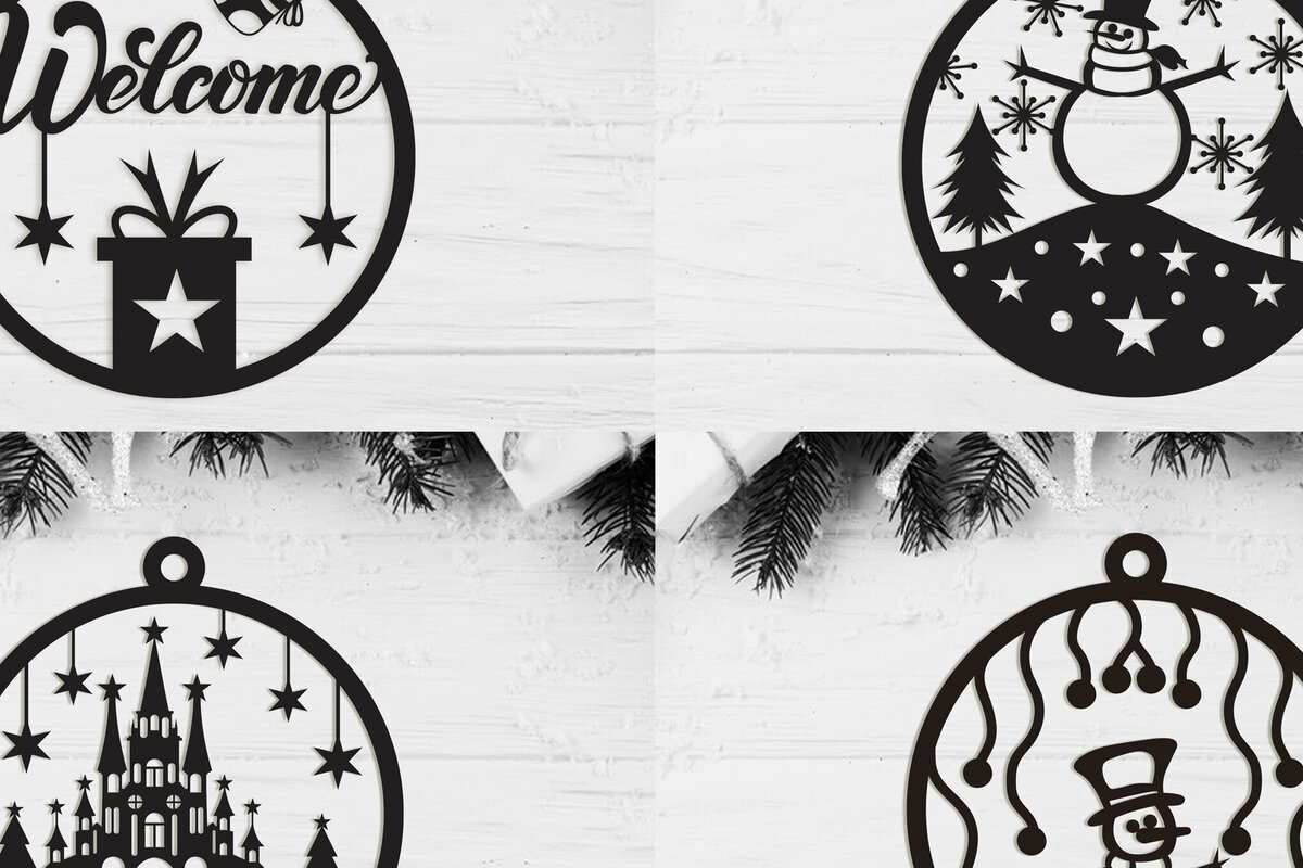 Σετ των 3 Intra απο ξύλο plywood 3mm-4mm πάχος Χριστουγεννιάτικο στολίδι Δίασταση 8x8 cm INTRAFABR-108702594