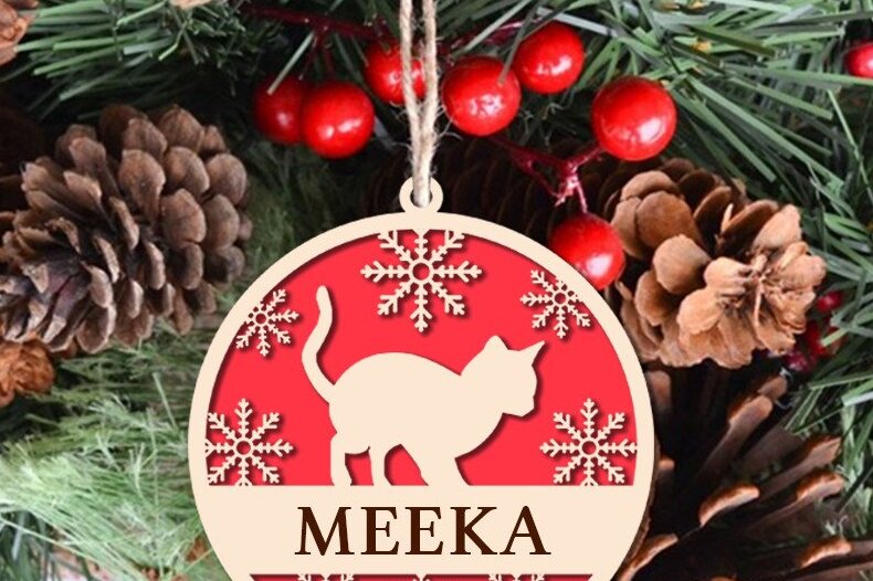 Σετ των 3 Intra απο ξύλο plywood 3mm-4mm πάχος Χριστουγεννιάτικο Στολίδι Cat Δίασταση 8x8 cm INTRAFABR-40657610