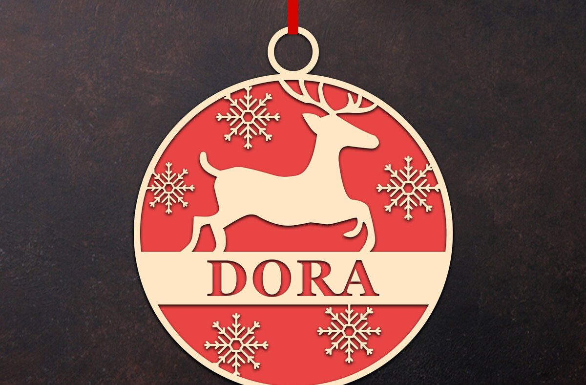 Σετ των 3 Intra απο ξύλο plywood 3mm-4mm πάχος Χριστουγεννιάτικο Στολίδι Deer Δίασταση 8x8 cm INTRAFABR-50815455