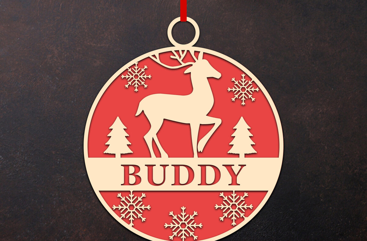 Σετ των 3 Intra απο ξύλο plywood 3mm-4mm πάχος Χριστουγεννιάτικο Στολίδι Deer Δίασταση 8x8 cm INTRAFABR-50815584